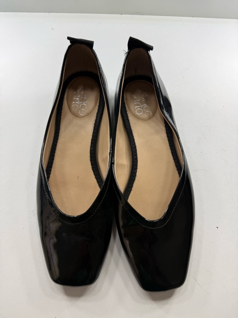 Franco Sarto Black Patent Square-Toe Ballet Flats